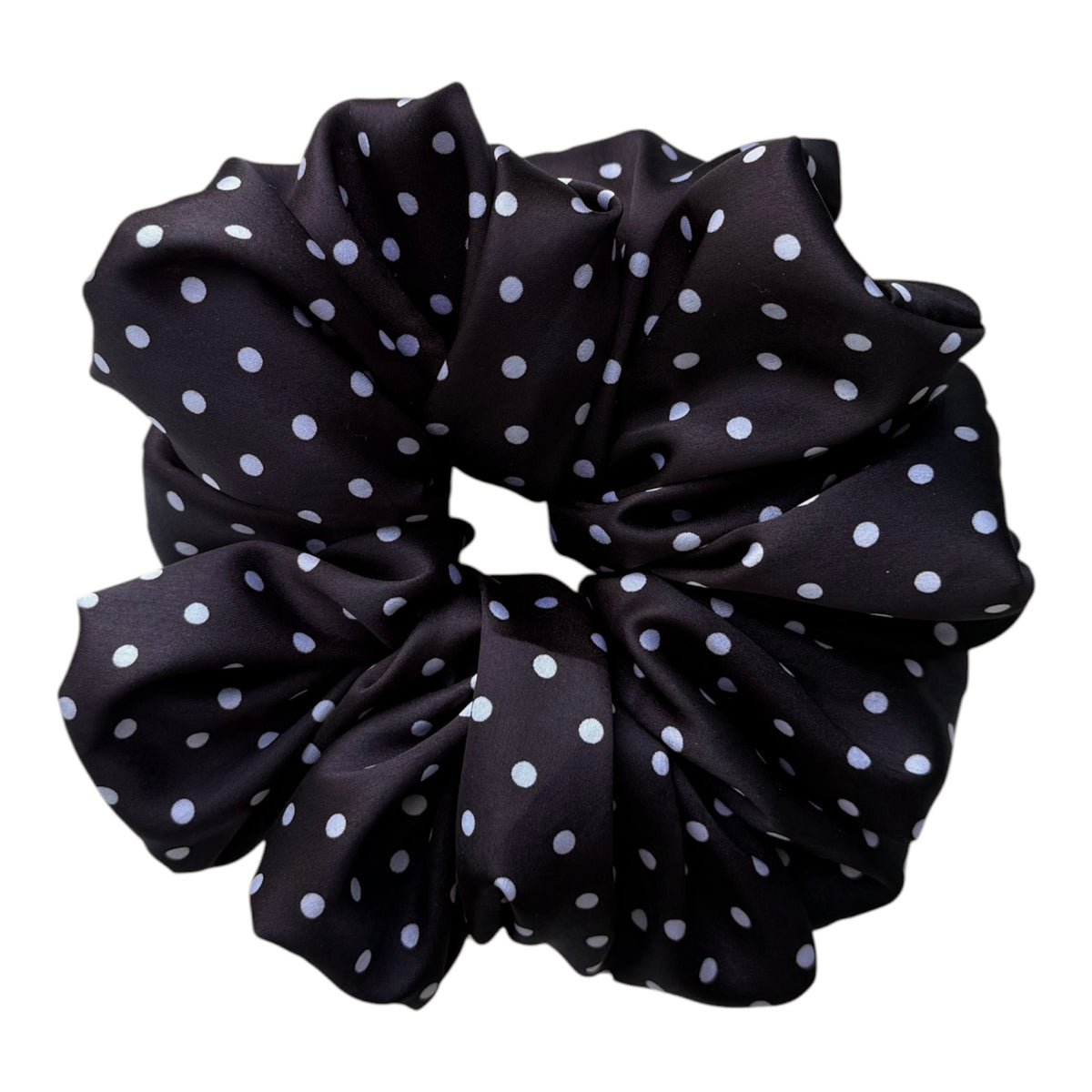 BLACK POLKA DOT SCRUNCHIE