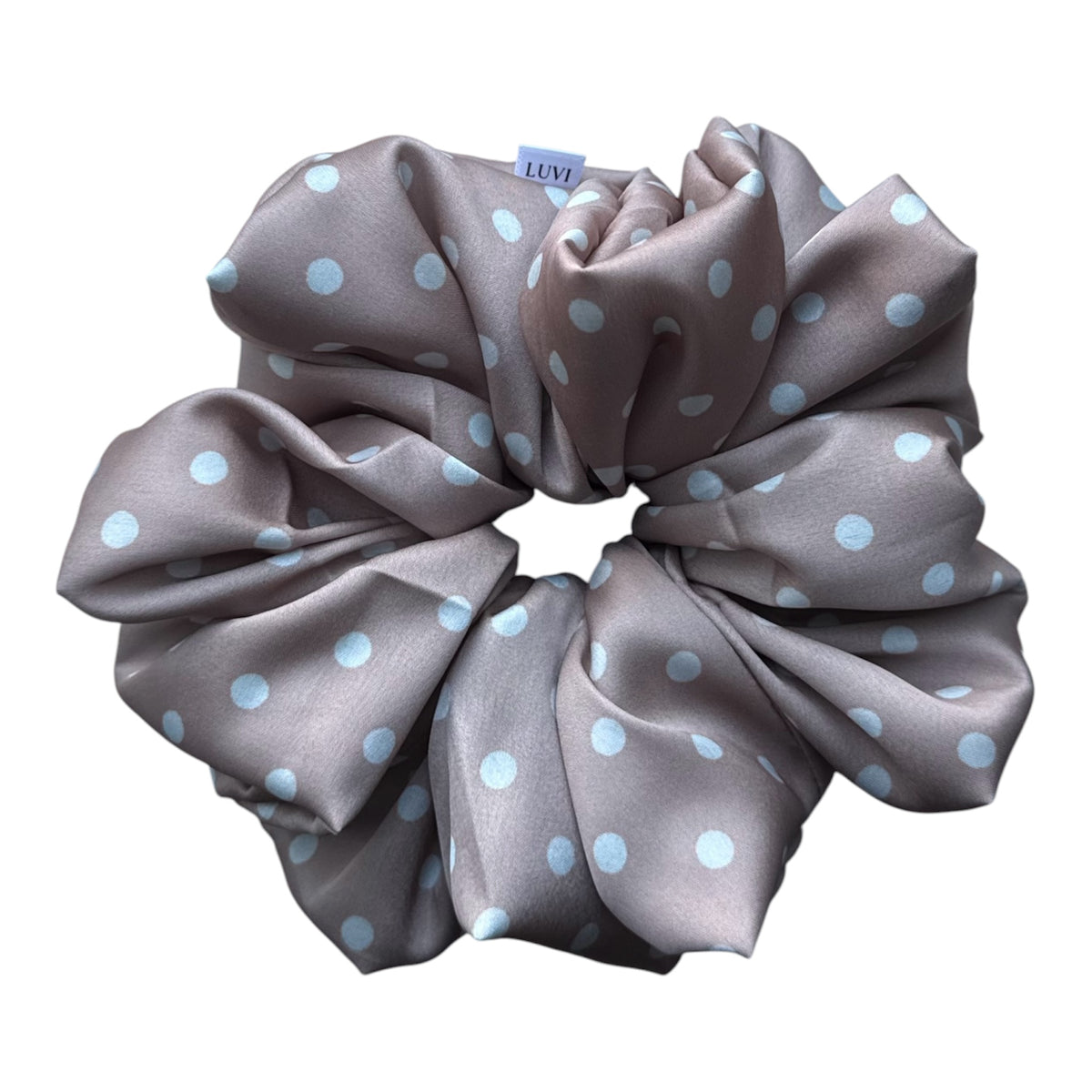 BEIGE POLKA SCRUNCHIE